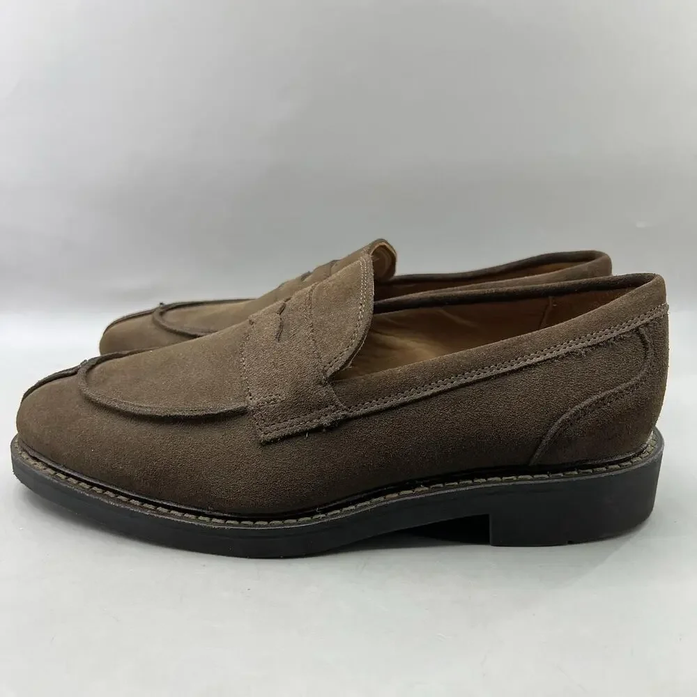 Allen Edmonds Denali Penny Loafers Men Size 8 3E Wide Brown Suede Dress Shoes